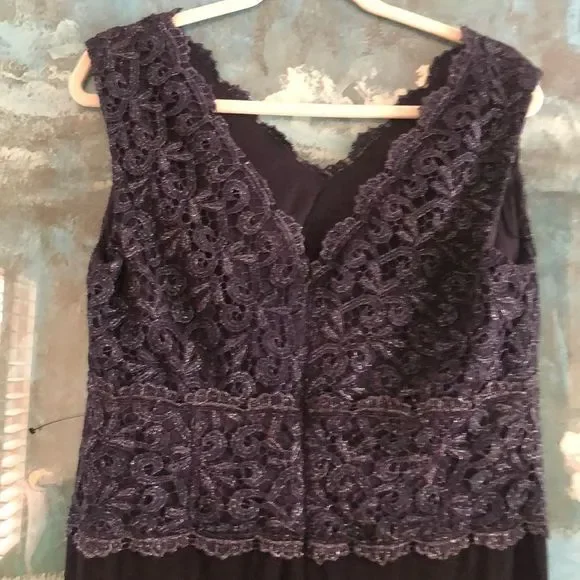 Alex Evenings Navy Sleeveless Gown Sz14P - Picture 6 of 16